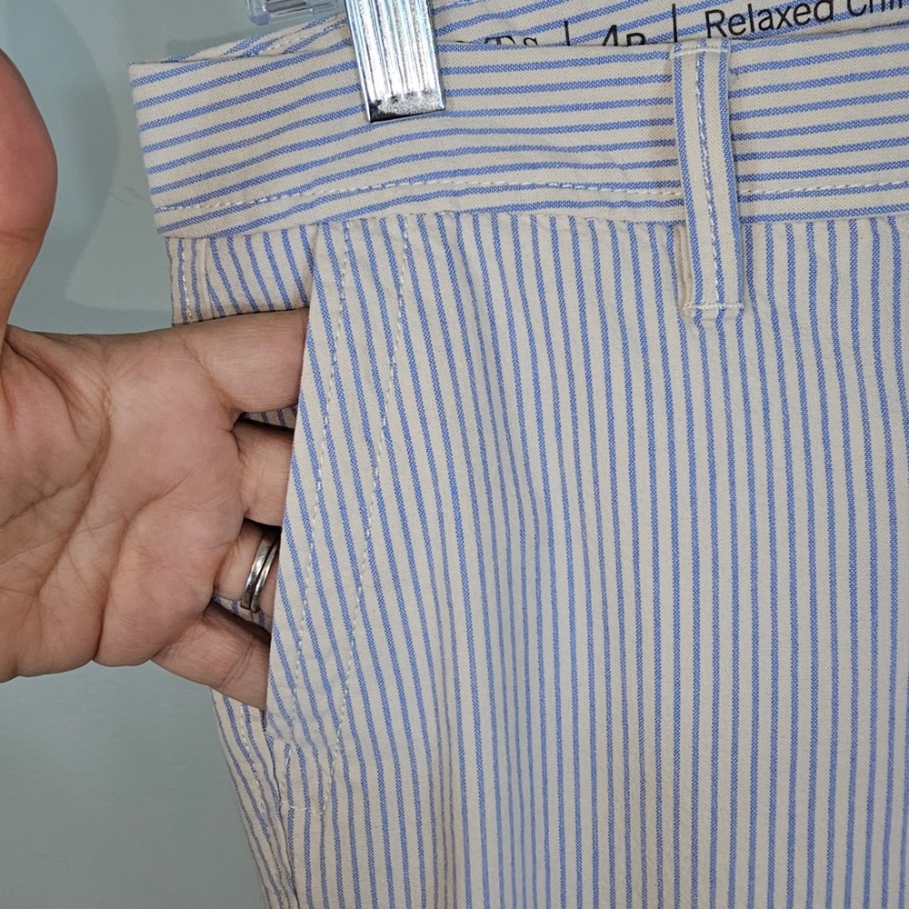 Talbots size 4P blue and white pinstriped relaxed chino pants, ankle length - Picture 5 of 8